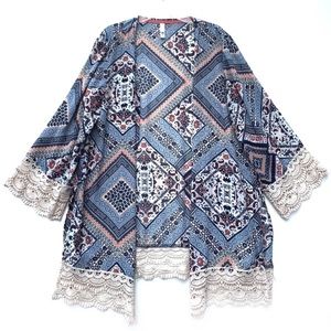 Xhilaration Crochet Trimmed Kimono Size XL